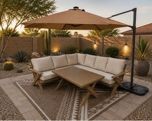 *New In Box Patio Furniture* Aluminum Patio Sectional W/Umbrella And Outdoor And Indoor Rug