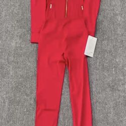 red gold zipper lululemon set 