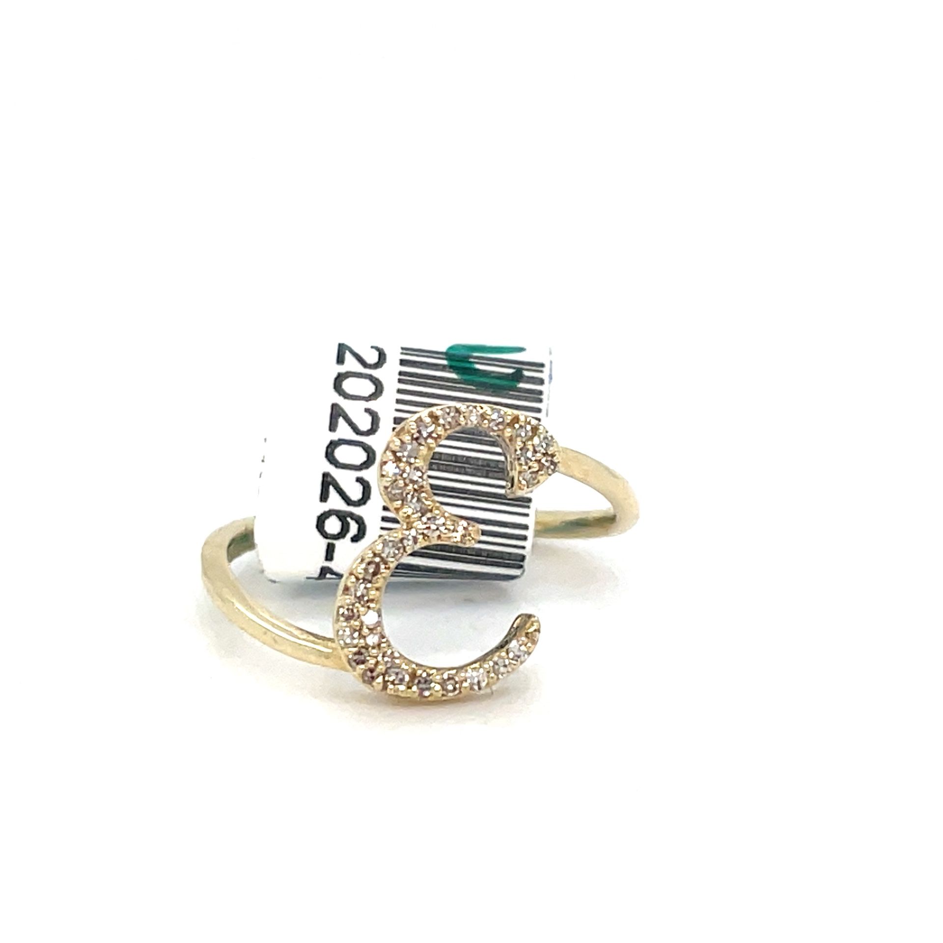 10Kt Yellow Gold Diamond Cursive E Ring 1.46g .13CTW Size 7 202026/4