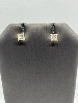 14k Yellow Gold 1 CTTW Princess Cut Moissanite Certified Earrings