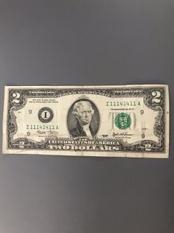 2003 Rare Serial Number 2 dollar bill
