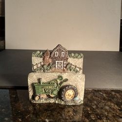 John Deere Tractor / Barn Ceramic Business Card Holder