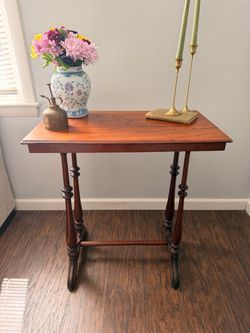 Antique Wood Side Table with Turned Legs