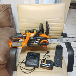 40 Volt Black & Decker Chainsaw Two Brand New Batteries
