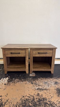 Set of 2 Rustic Wood Nightstands