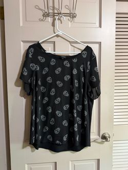 Torrid Womens Size 2X Top Abbey Skull Short Sleeve Blouse Black White Torrid 2