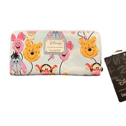 Loungefly Disney Wallet Clutch Winnie the Pooh Balloon Friends Zip-Around New