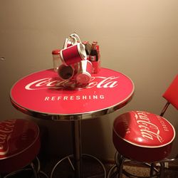 Coca-Cola Table With Two Chairs That Swivel