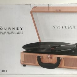 Victrola Vintage Record Player Bluetooth 3-Speed Portable Suitcase - Peach New  