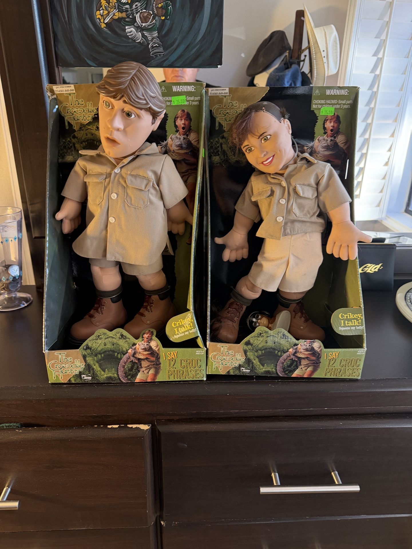 Vintage Steve & Terri Irwin “The Crocodile Hunter” Talking Dolls – New in Box – Set of 2
