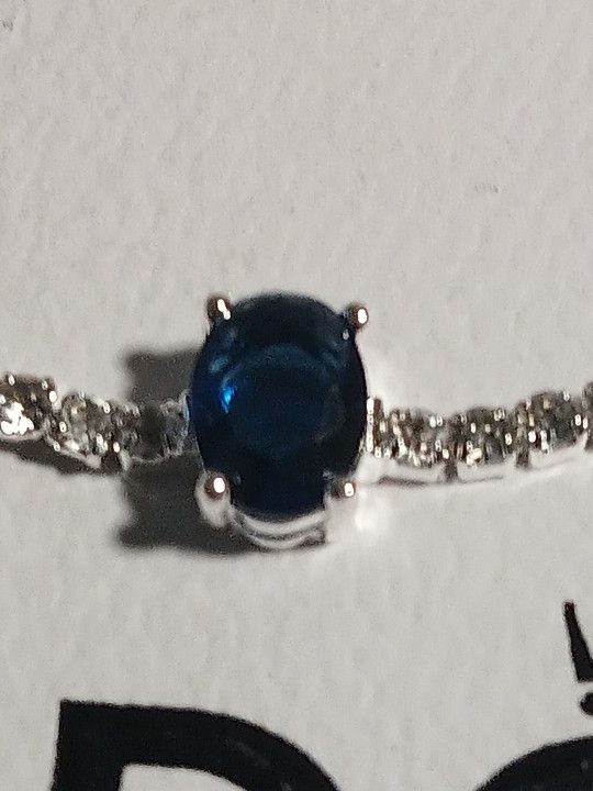 Pandora Authentic Brand New Sterling Silver Sapphire Oval Round 8.5 Adjustable Tennis Bracelet