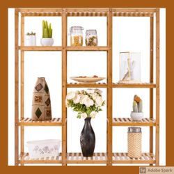 🎋Multifunctional Bamboo Shelf Storage Organizer Rack.