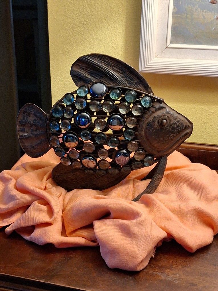 Industrial Bronzed Hammered Gemmed Fish