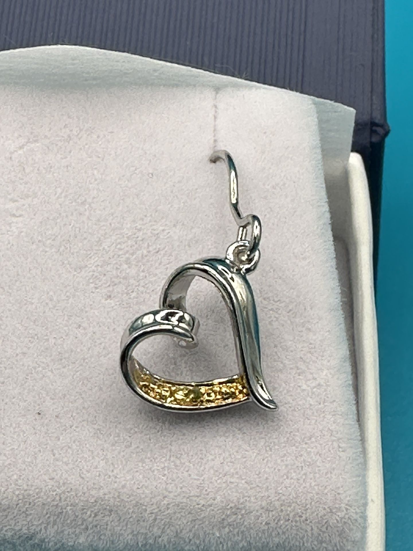 New Genuine Yellow Diamond Heart Dangle Earrings Sterling Silver Bright & Shiny !