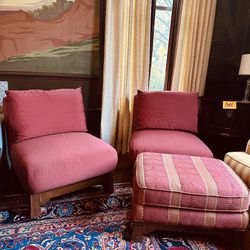Plush Decorator Slipper Chairs & Ottoman