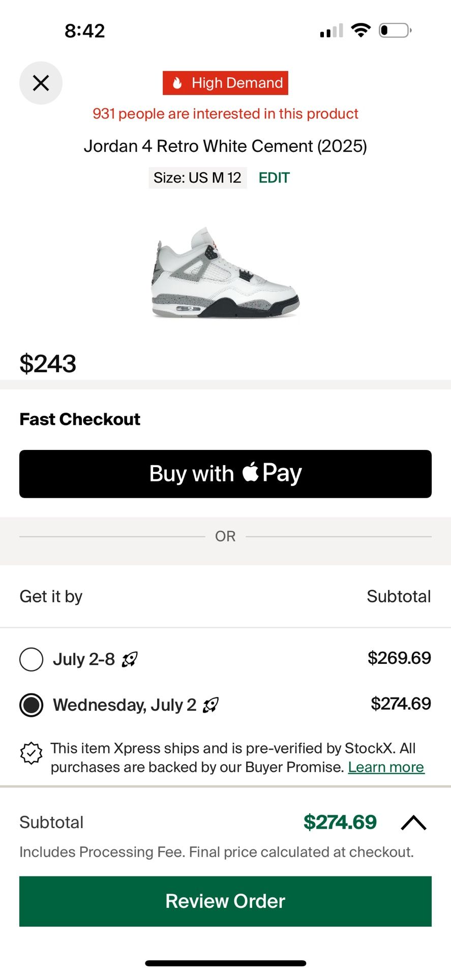 Jordan 4 White Cement