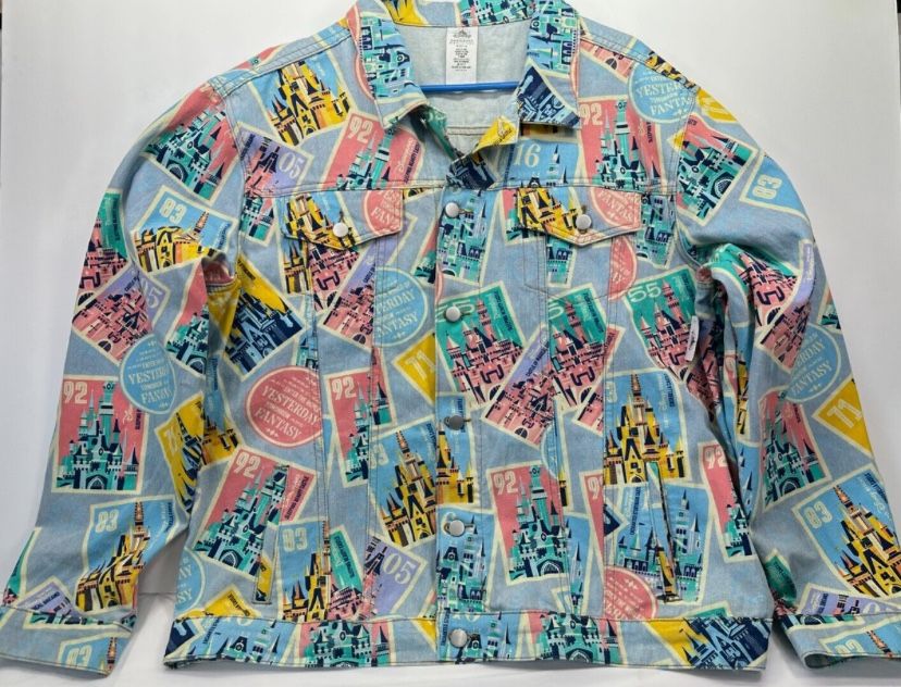 isney Parks D23 Castles Of Disney Collection Denim Jacket Size L