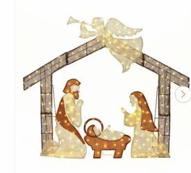 57 in. Nativity Scene with Angel Outdoor Christmas Decoration with Lights