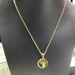 10k Gold Rope Chain And 10k Gold Pendant On Special!