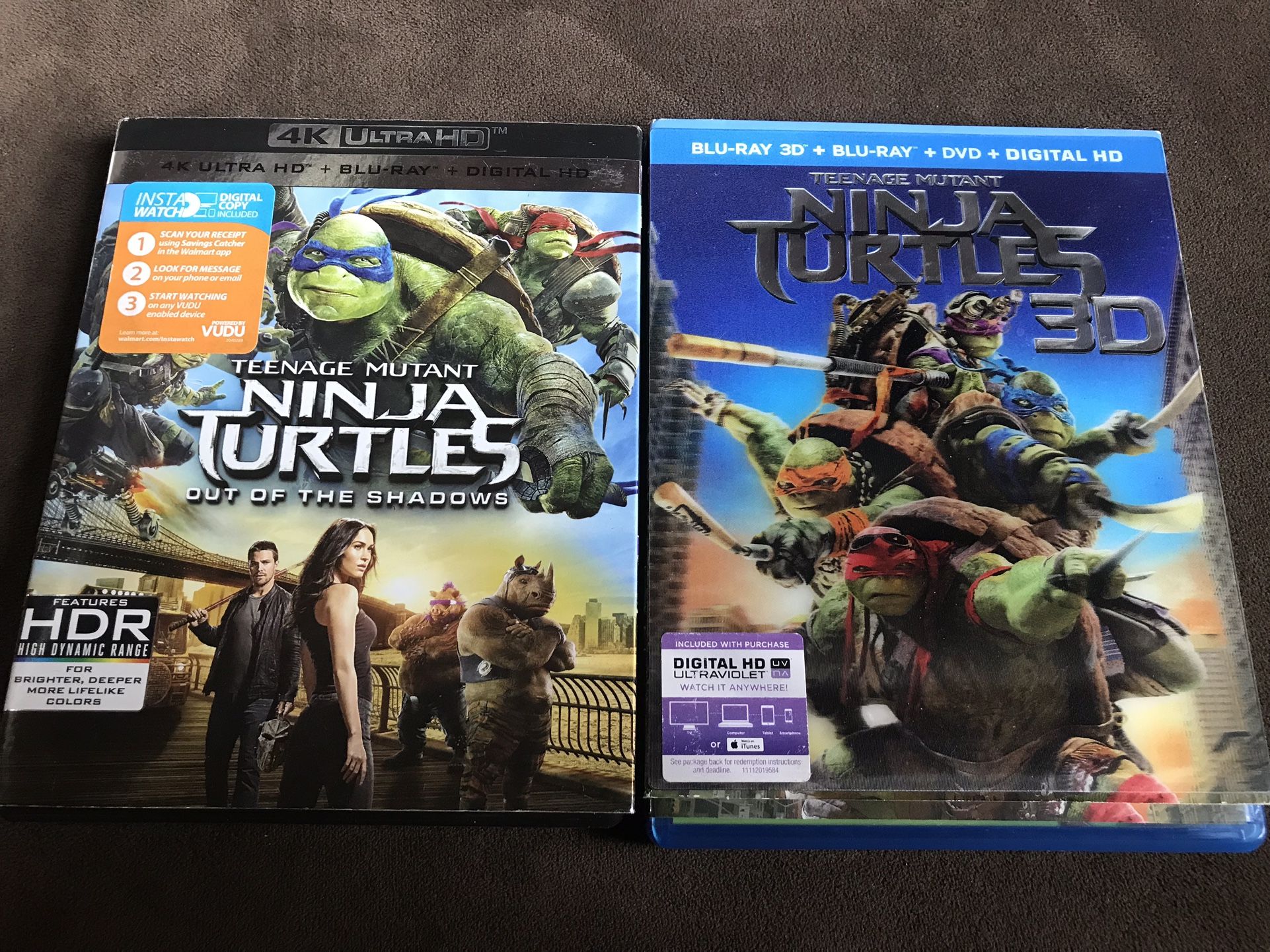 Teenage Mutant Ninja Turtles 4K And 3D Blu Ray DVDs