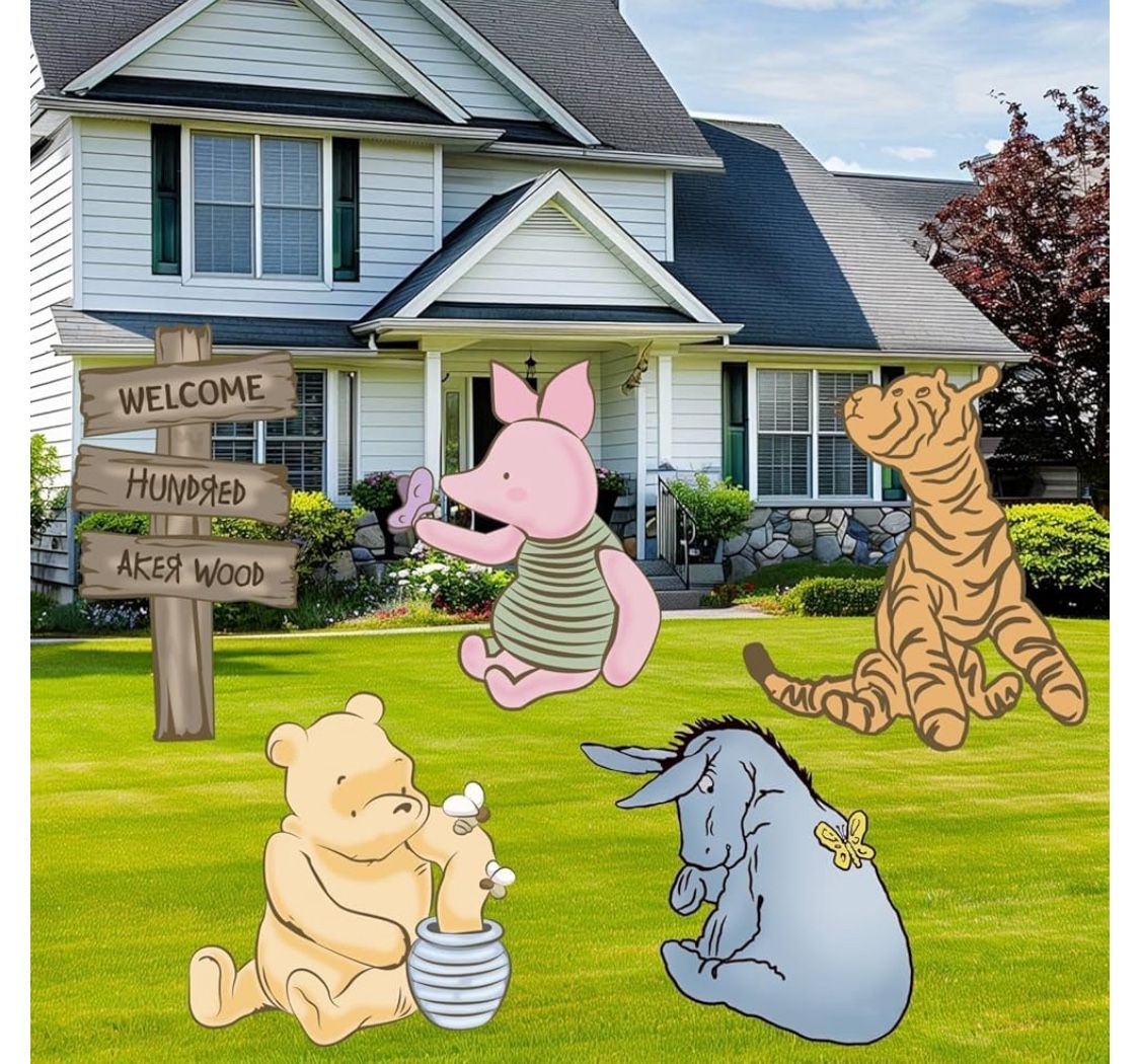 2 Sets Of 5pc Winnie The Pooh Baby shower Lawn decorations