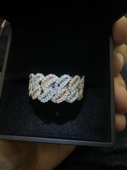 10K Natural Cuban Diamond Ring VS Stones