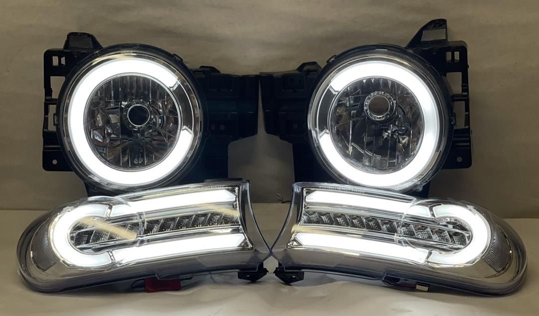 07-14 FJ Cruiser Chrome Headlights DRL Sequential Turn Signal Faros cromados con LED DRL+reemplazo de señal de giro secuencial para