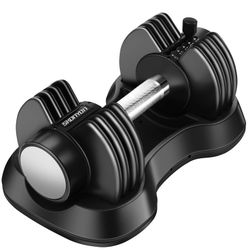 SKONYON Adjustable Dumbbell 25 lbs with Fast Automatic Adjustable and Weight Plate for Body Workout Home Gym (SINGLE)