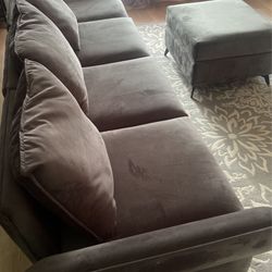 Dark Grey L Shape Sofa Couch 