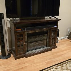 Twin Star Home Lakeland TV 64” Stand W/ Electric Fireplace 28” Infrared Quartz w/safer plug