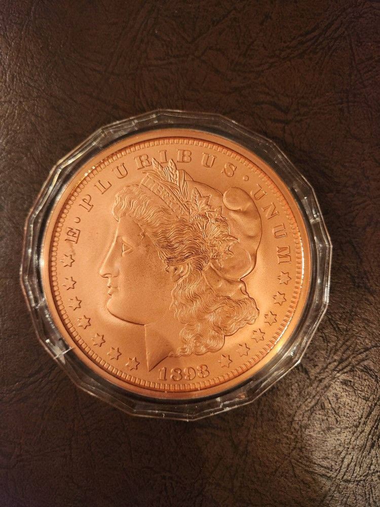 1893s Morgan Dollar Copper Round In Plastic Case