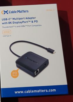 (New) Cable Matters Model #201046 USB C Multiport Adapter (USB C Hub DisplayPort 1.4), 2X USB 2.0, 480Mbps Ethernet, and 100W Charging $39