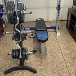 Weight Bench With Weights, Stand & Curl Bar