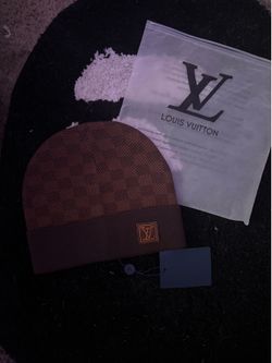 Brown checkered beanie