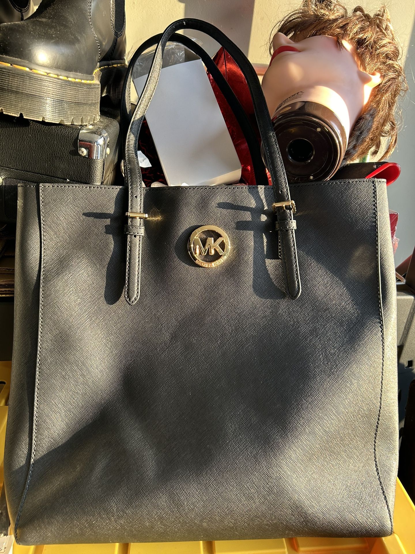 Michael Kors Black Saffiano Leather Tote as is condition