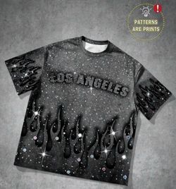 Los Angeles Flame Print Graphic T-Shirt