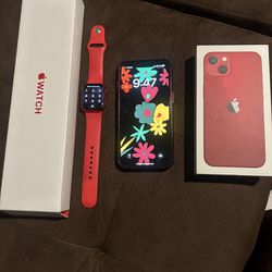 IPhone 14 128gb Red W/ Red Apple Watch Series 8