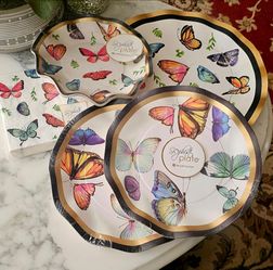 Sophistiplate Wavy Butterfly Party Bundle (16 Salad Plates, 8 Bowls, 20 Napkins + 7 Extra)