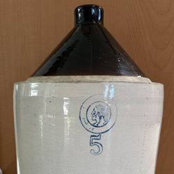 Antique Vintage 5 Gallon Indian Head Stoneware, Pottery, Whiskey Jug.