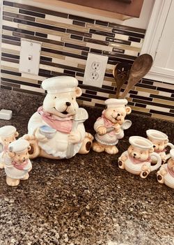Cooki Jar Vintage Bear Set 