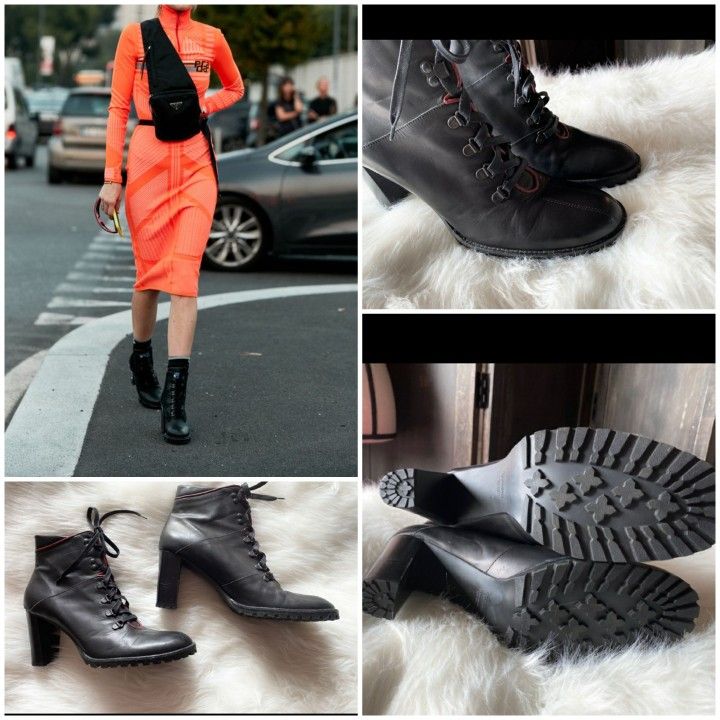 Coach Coach Womens Lucia Black Red Trim Leather Bootie SZ 10>