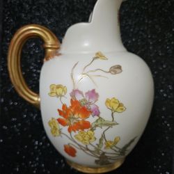 Antique👑 Royal Worcester Porcelain Floral Handled Vase #1094 Gold Gilt