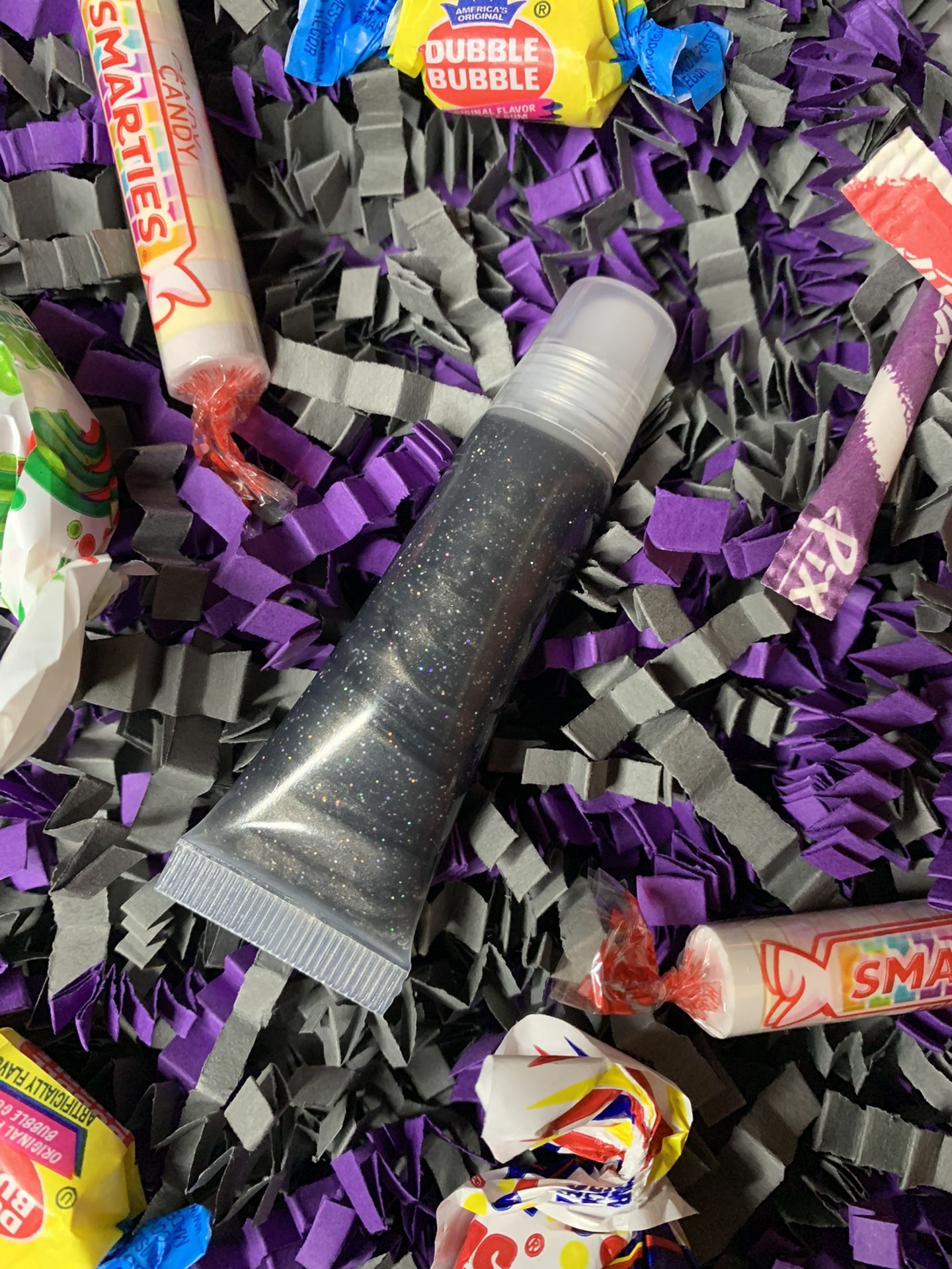 Halloween black lipgloss with holographic glitter(Addam Family🧛🏻♀️)