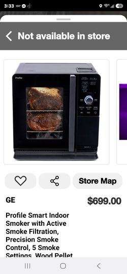 Profile smart  indoor smoker with active  smoke filtration,  precision smoke control, 5 smoke settings  wood pellet