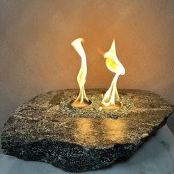 Handmade Stone Table Top Fire Pit for Indoor & Outdoor, Stone Candle Holder