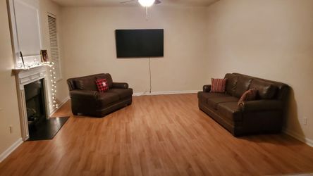 Brown leather sofa