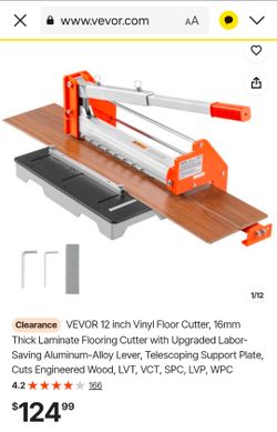 VEVOR 12 inch Vinyl Floor Cutter, 16mm Thick Laminate Flooring Cutter with Upgraded Labor-Saving Aluminum-Alloy Lever, Telescoping Support Plate, Cuts
