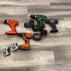 Bunch Of Tools Drills And Battery’s All Mix With No Chargers 