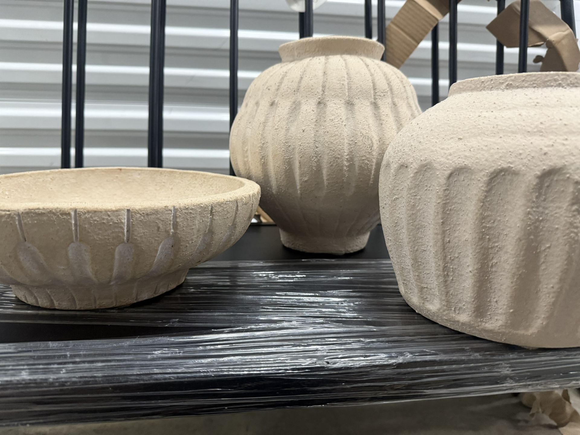 New set of 3 Carved Ceramic Vases - Threshold™ designed with Studio McGee: Watertight Terracotta, Tabletop Decor, Spot Clean