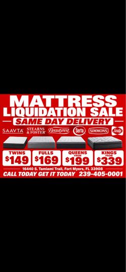 Mattress, liquidation sale same-day delivery